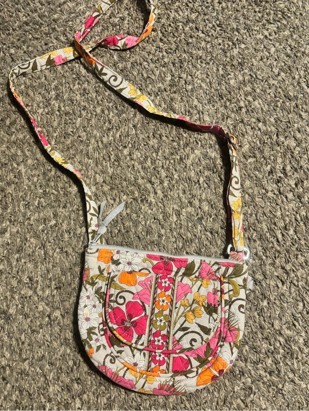 Floral Crossbody Shoulder Bag - Pink & Orange